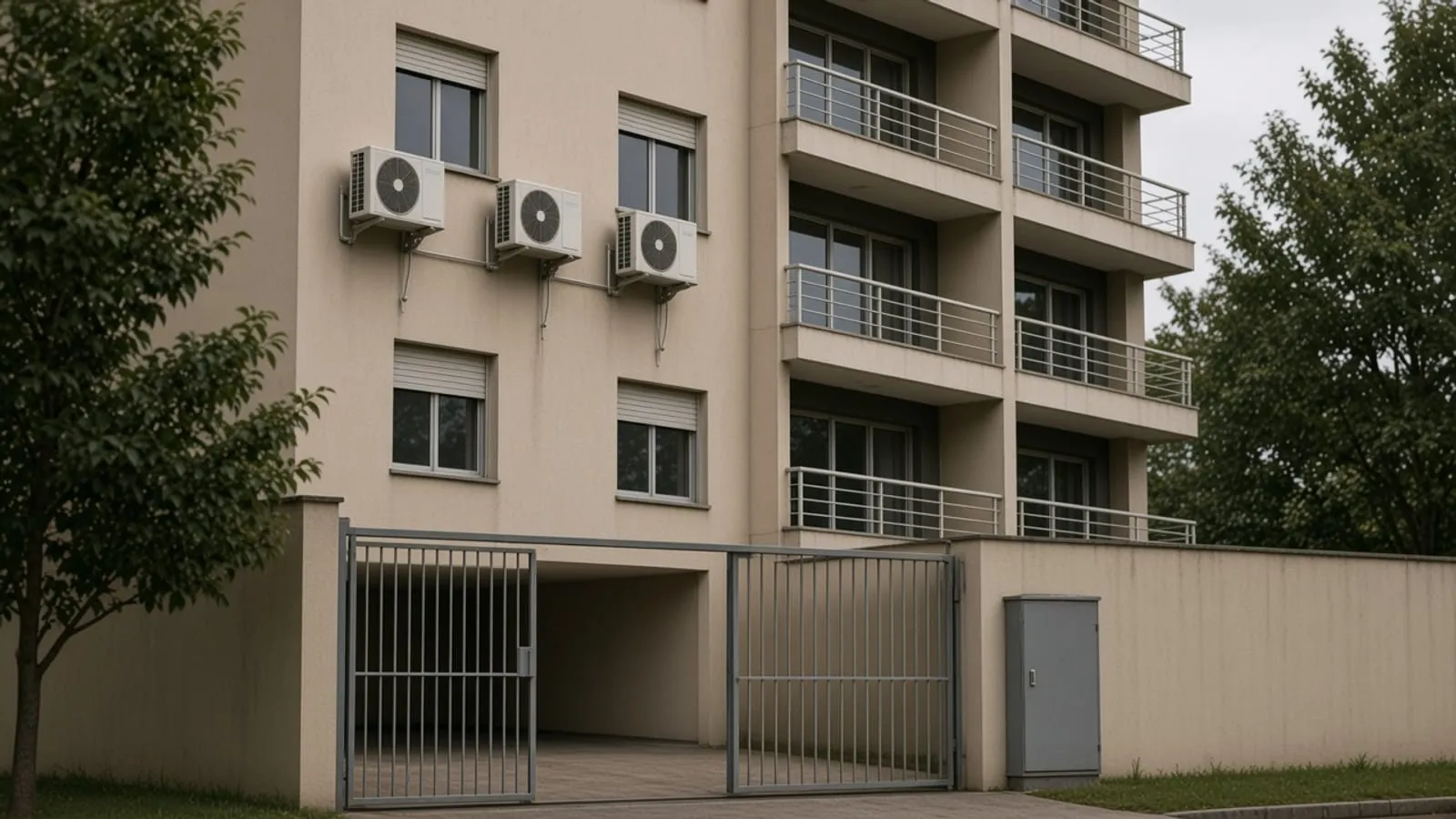 Portão de veículos entreaberto, sem adesivos no motor