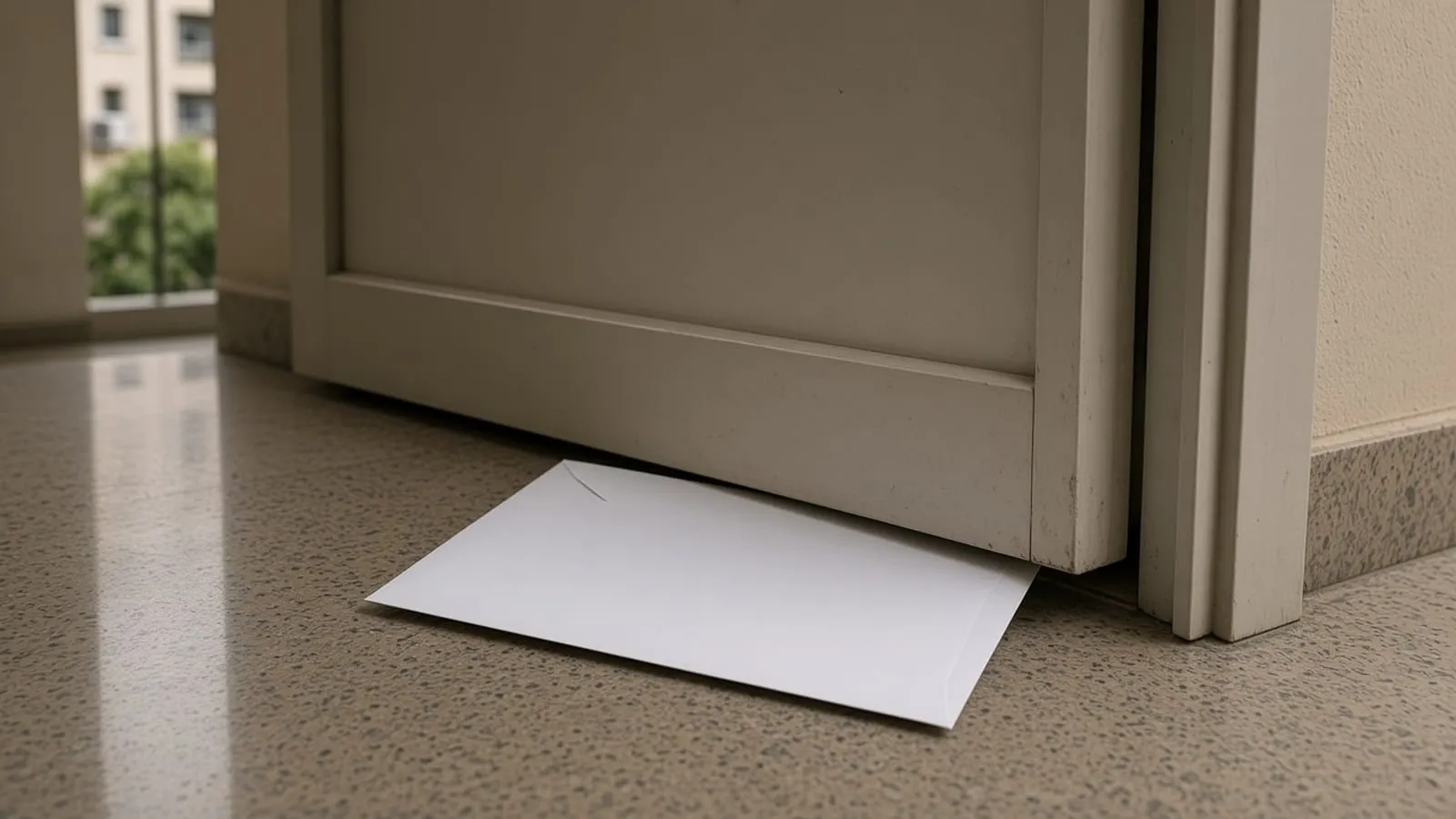 Envelope sem impressão passado por baixo da porta
