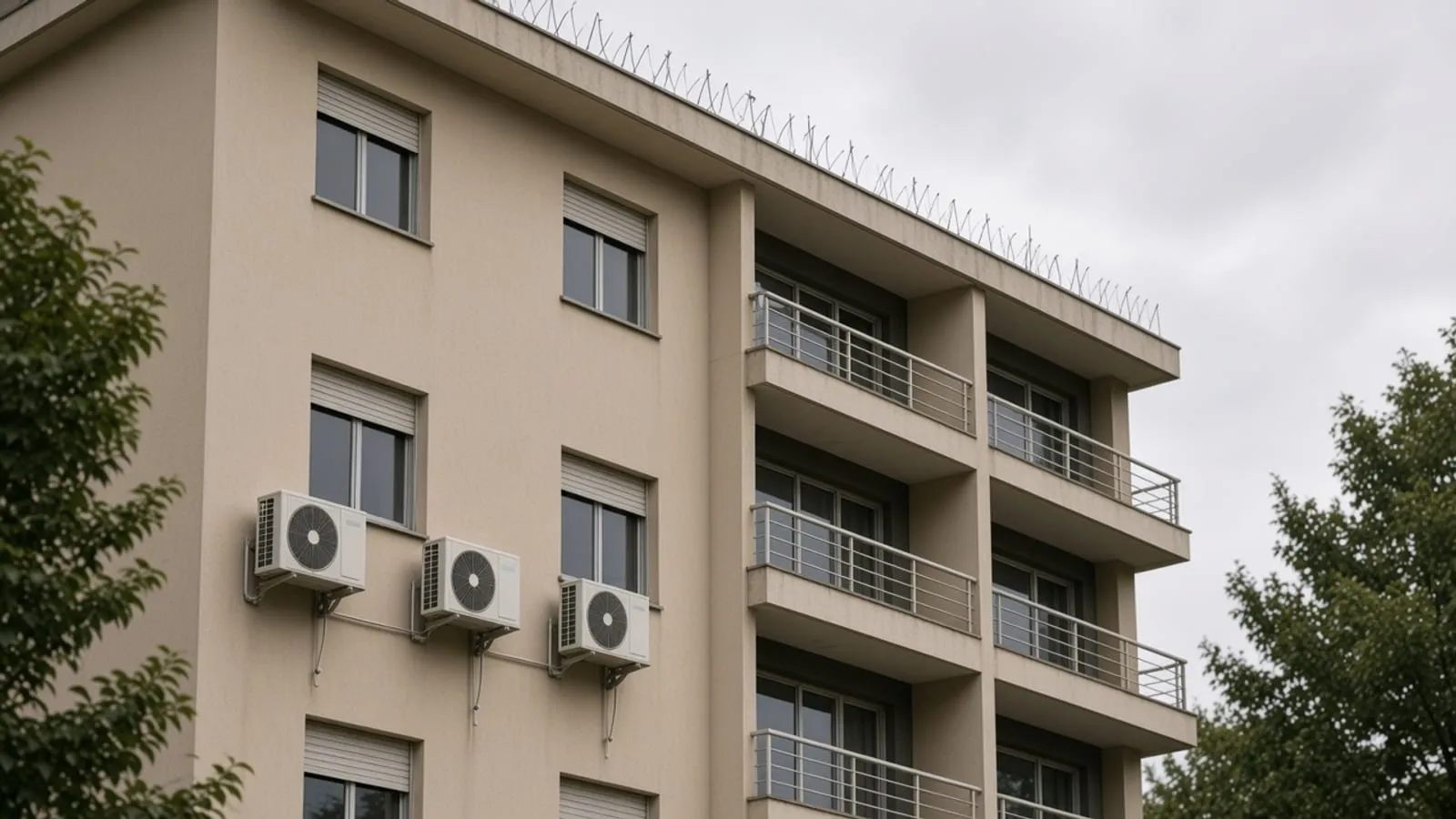 Captores de para-raios na borda da cobertura