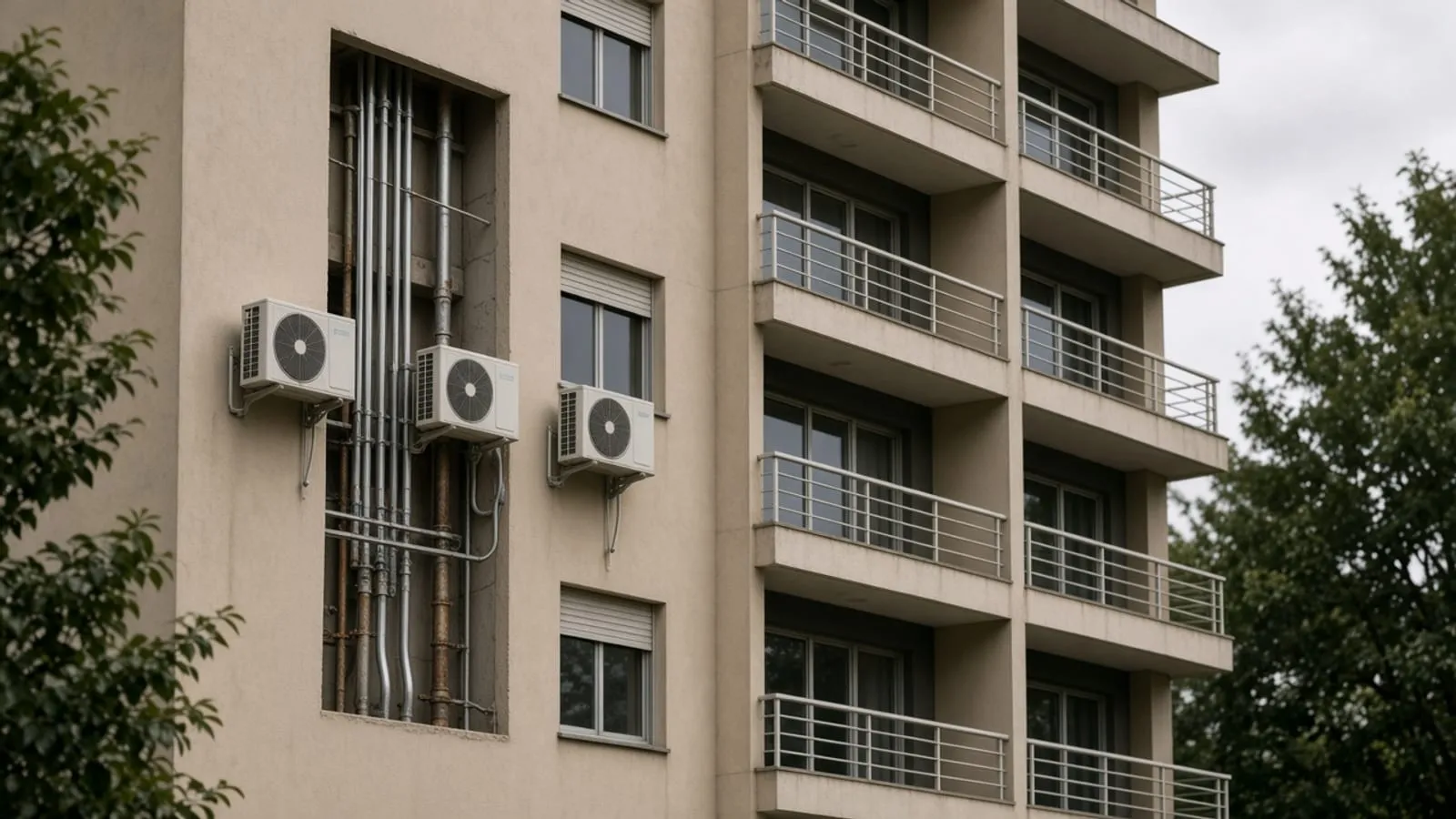 Prumada elétrica nova ao lado da antiga, no shaft aberto